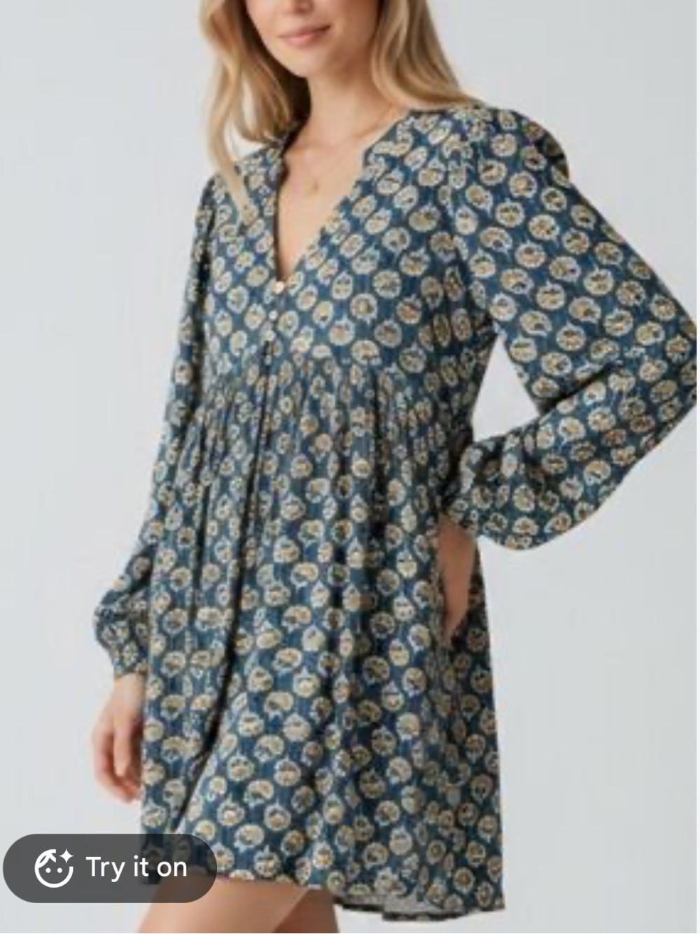 Clara the Label teal print flowy mini dress